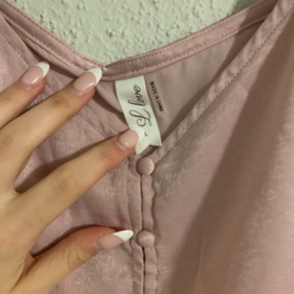 Lacey Pink Tank with Buttons Size L - Picture 3 of 7